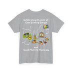 T-Shirt | 10 Year Anniversary - Front & Back Print - White Logos - Good Evening Europe Good Morning Australia