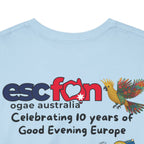 T-Shirt | 10 Year Anniversary - Back Print only - Black Logos | Good Evening Europe Good Morning Australia