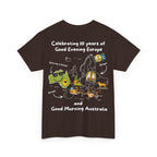 T-Shirt | 10 Year Anniversary - Front & Back Print - White Logos - Good Evening Europe Good Morning Australia