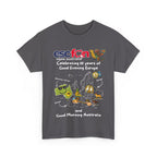 T-Shirt | 10 Year Anniversary - Front Print only - White Logos - Good Evening Europe Good Morning Australia