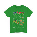 T-Shirt | 10 Year Anniversary - Front Print only - White Logos - Good Evening Europe Good Morning Australia
