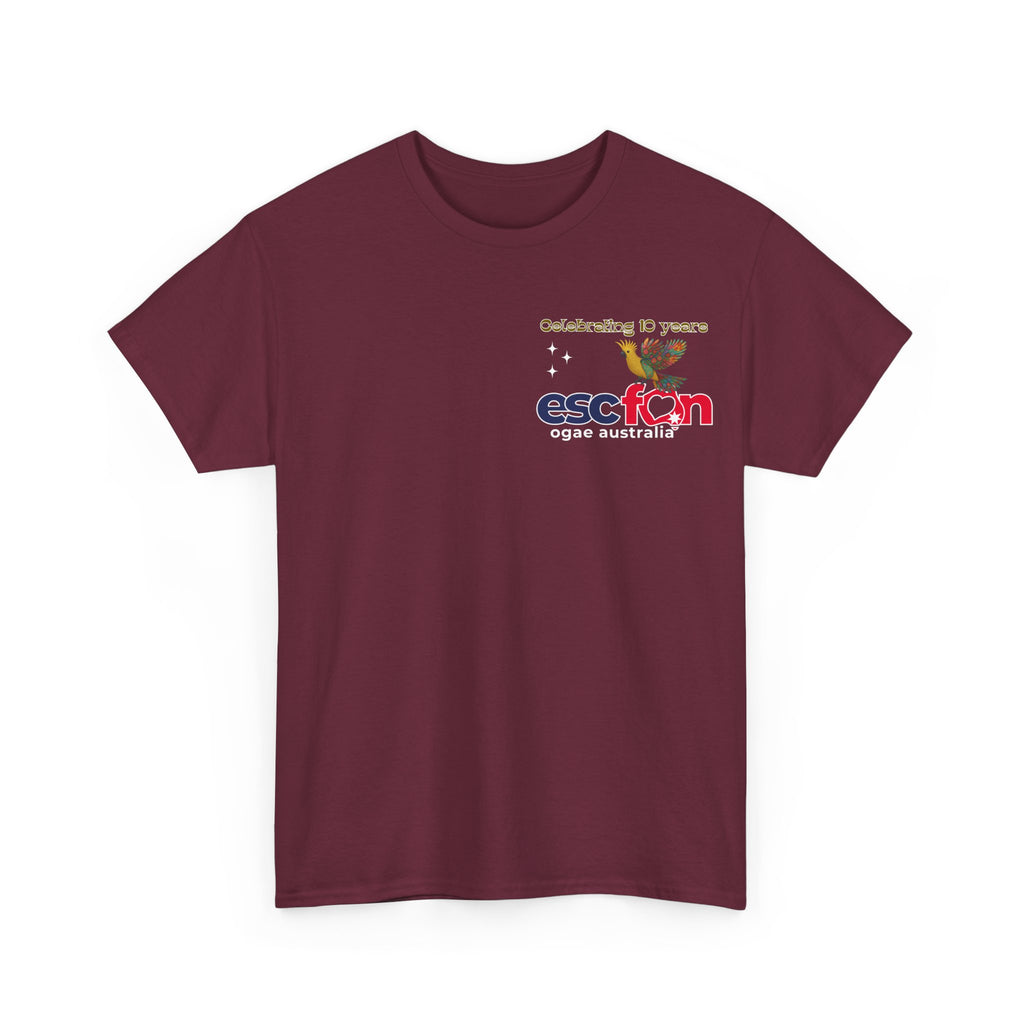 T-Shirt | 10 Year Anniversary - Front & Back Print - White Logos - Good Evening Europe Good Morning Australia