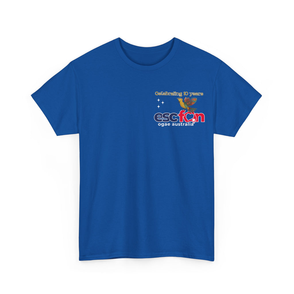 T-Shirt | 10 Year Anniversary - Front & Back Print - White Logos - Good Evening Europe Good Morning Australia