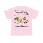 T-Shirt | 10 Year Anniversary - Front & Back Print - Black Logos - Good Evening Europe Good Morning Australia