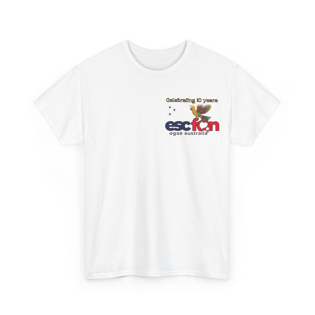 T-Shirt | 10 Year Anniversary - Front & Back Print - Black Logos - Good Evening Europe Good Morning Australia
