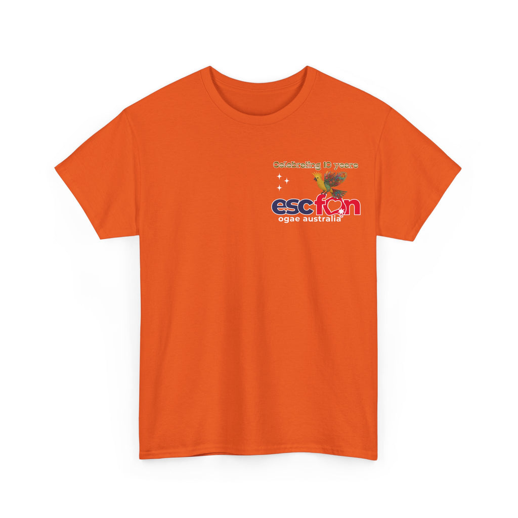 T-Shirt | 10 Year Anniversary - Front & Back Print - White Logos - Good Evening Europe Good Morning Australia