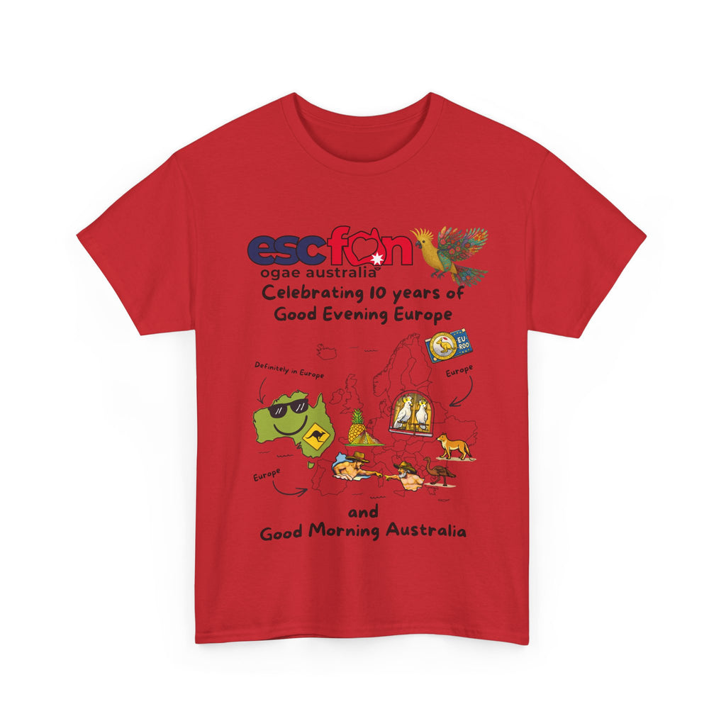 T-Shirt | 10 Year Anniversary - Front Print only - Black Logos | Good Evening Europe Good Morning Australia