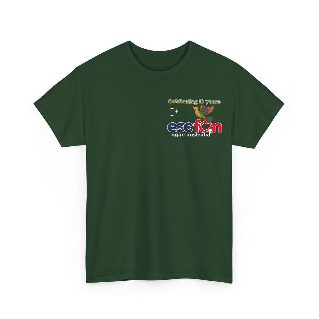 T-Shirt | 10 Year Anniversary - Front & Back Print - White Logos - Good Evening Europe Good Morning Australia