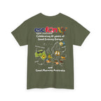 T-Shirt | 10 Year Anniversary - Back Print only - White Logos - Good Evening Europe Good Morning Australia