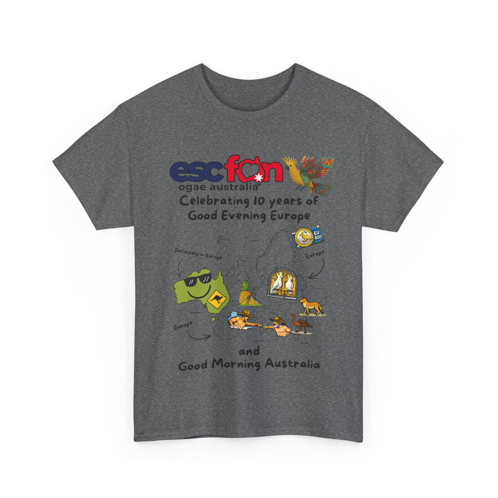 T-Shirt | 10 Year Anniversary - Front Print only - Black Logos | Good Evening Europe Good Morning Australia