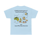 T-Shirt | 10 Year Anniversary - Front & Back Print - Black Logos - Good Evening Europe Good Morning Australia