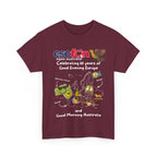 T-Shirt | 10 Year Anniversary - Front Print only - White Logos - Good Evening Europe Good Morning Australia