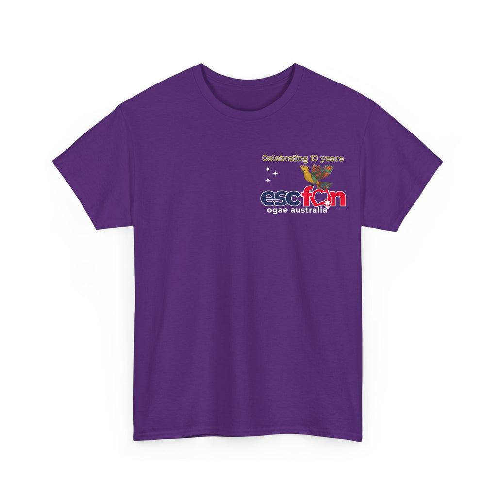 T-Shirt | 10 Year Anniversary - Front & Back Print - White Logos - Good Evening Europe Good Morning Australia