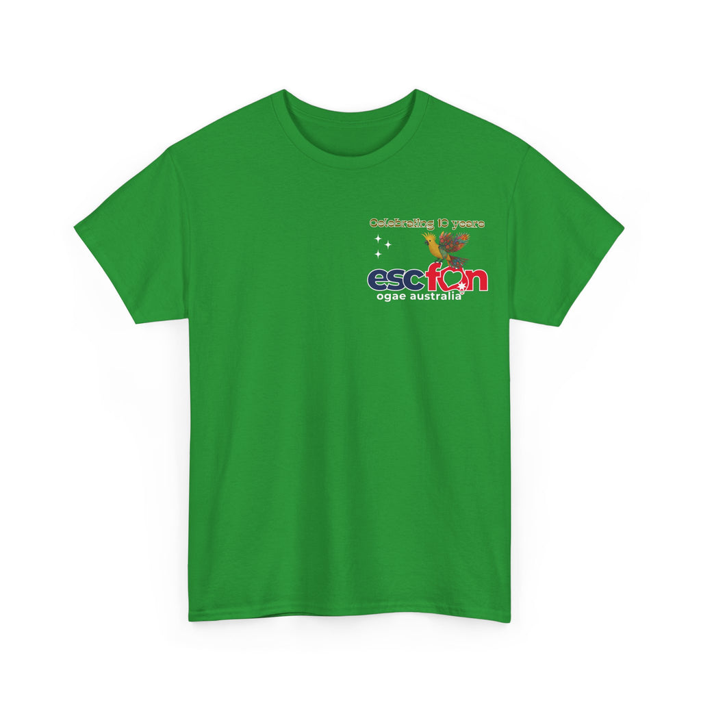 T-Shirt | 10 Year Anniversary - Front & Back Print - White Logos - Good Evening Europe Good Morning Australia