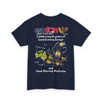 T-Shirt | 10 Year Anniversary - Back Print only - White Logos - Good Evening Europe Good Morning Australia
