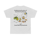 T-Shirt | 10 Year Anniversary - Front & Back Print - Black Logos - Good Evening Europe Good Morning Australia