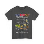 T-Shirt | 10 Year Anniversary - Front Print only - White Logos - Good Evening Europe Good Morning Australia