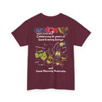 T-Shirt | 10 Year Anniversary - Back Print only - White Logos - Good Evening Europe Good Morning Australia