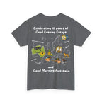 T-Shirt | 10 Year Anniversary - Front & Back Print - White Logos - Good Evening Europe Good Morning Australia