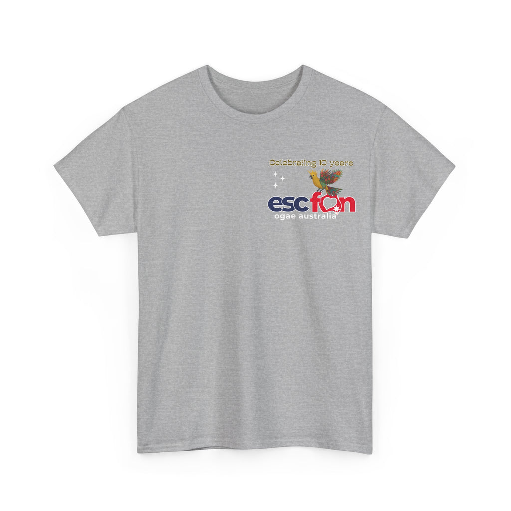 T-Shirt | 10 Year Anniversary - Front & Back Print - White Logos - Good Evening Europe Good Morning Australia