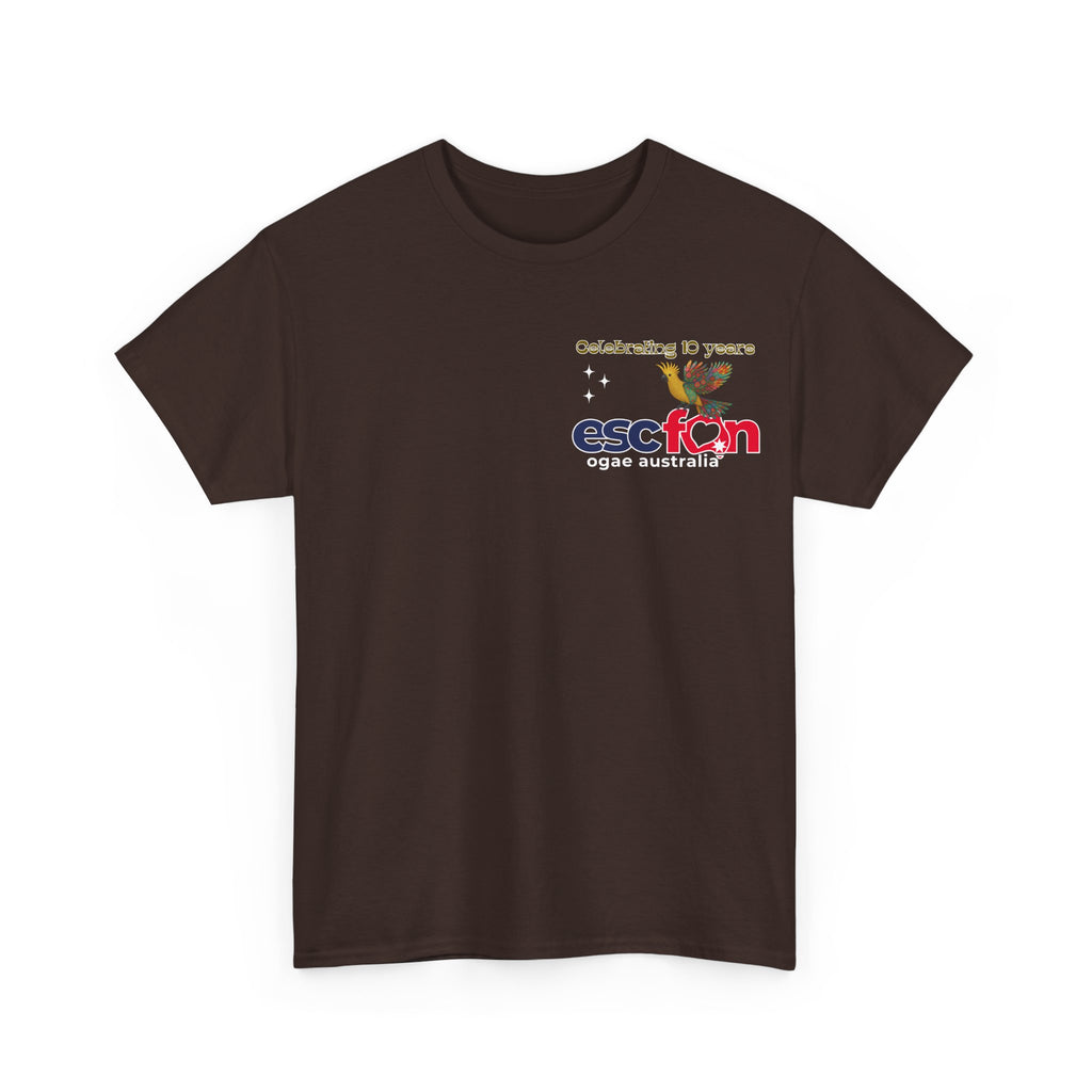 T-Shirt | 10 Year Anniversary - Front & Back Print - White Logos - Good Evening Europe Good Morning Australia