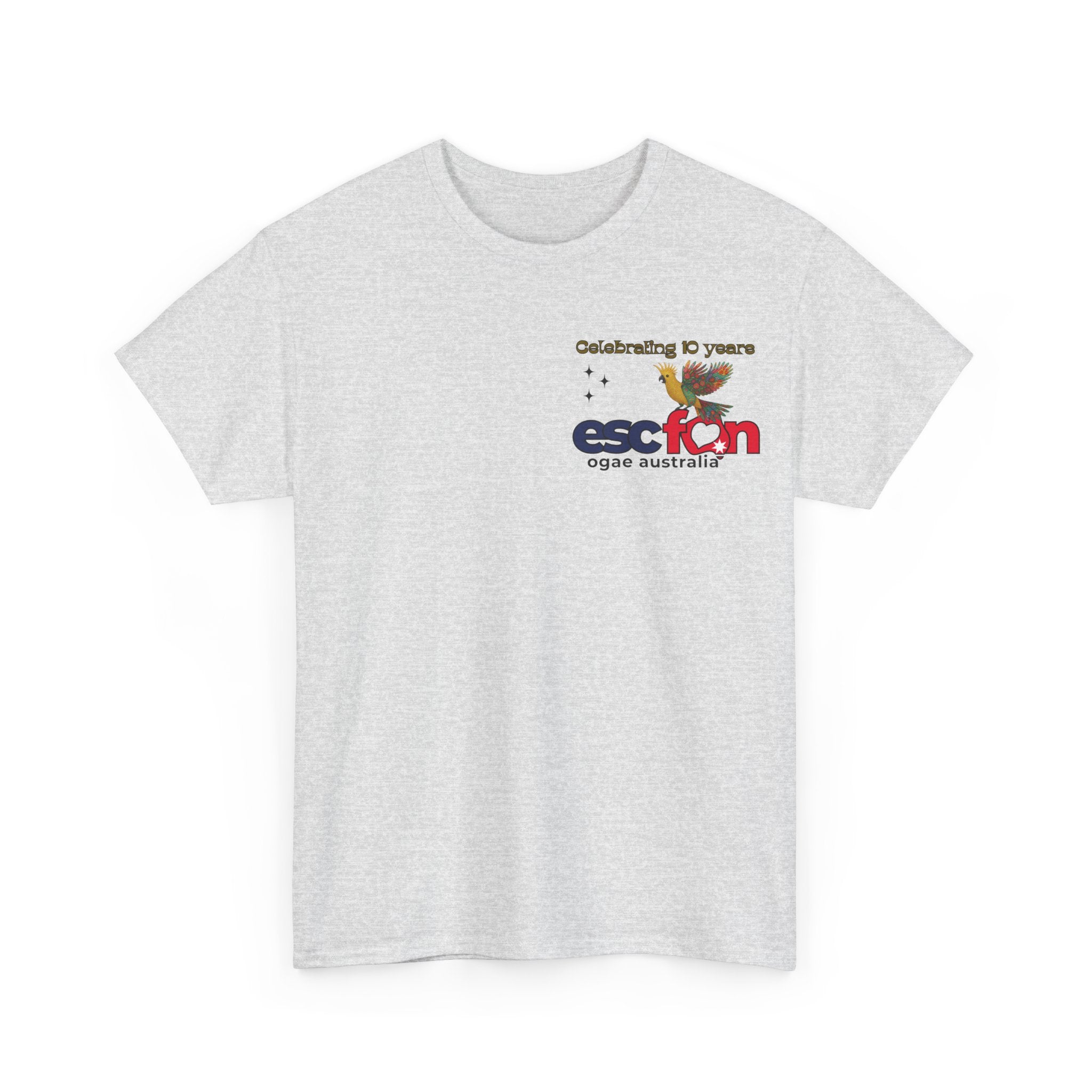 T-Shirt | 10 Year Anniversary - Front & Back Print - Black Logos - Good Evening Europe Good Morning Australia