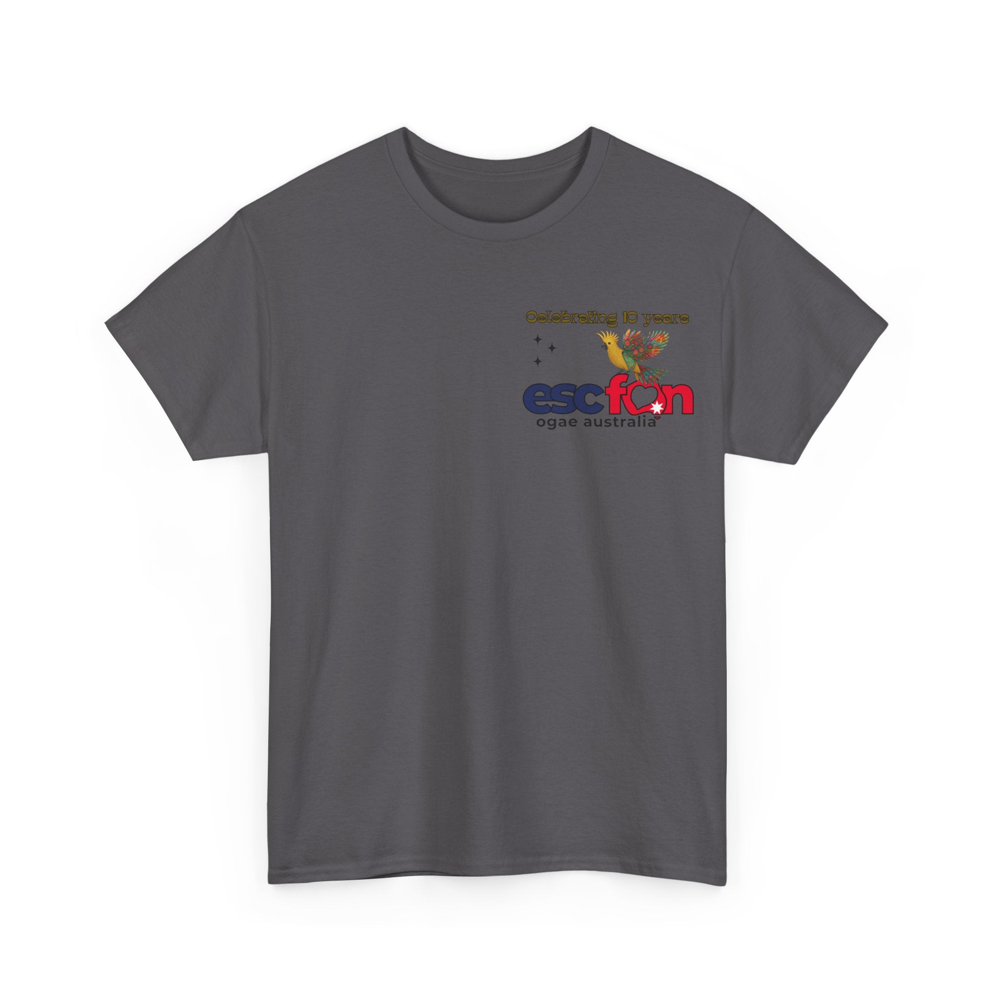 T-Shirt | 10 Year Anniversary - Front & Back Print - Black Logos - Good Evening Europe Good Morning Australia