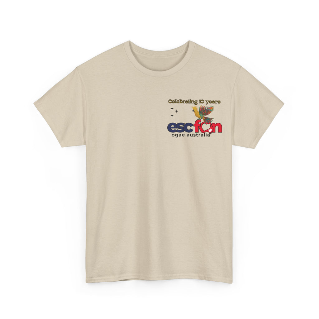 T-Shirt | 10 Year Anniversary - Front & Back Print - Black Logos - Good Evening Europe Good Morning Australia