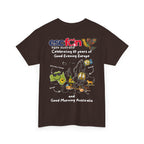 T-Shirt | 10 Year Anniversary - Back Print only - White Logos - Good Evening Europe Good Morning Australia