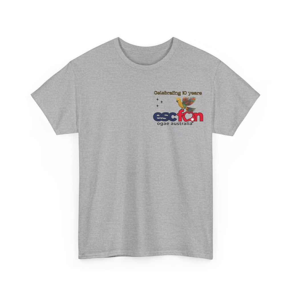 T-Shirt | 10 Year Anniversary - Front & Back Print - Black Logos - Good Evening Europe Good Morning Australia