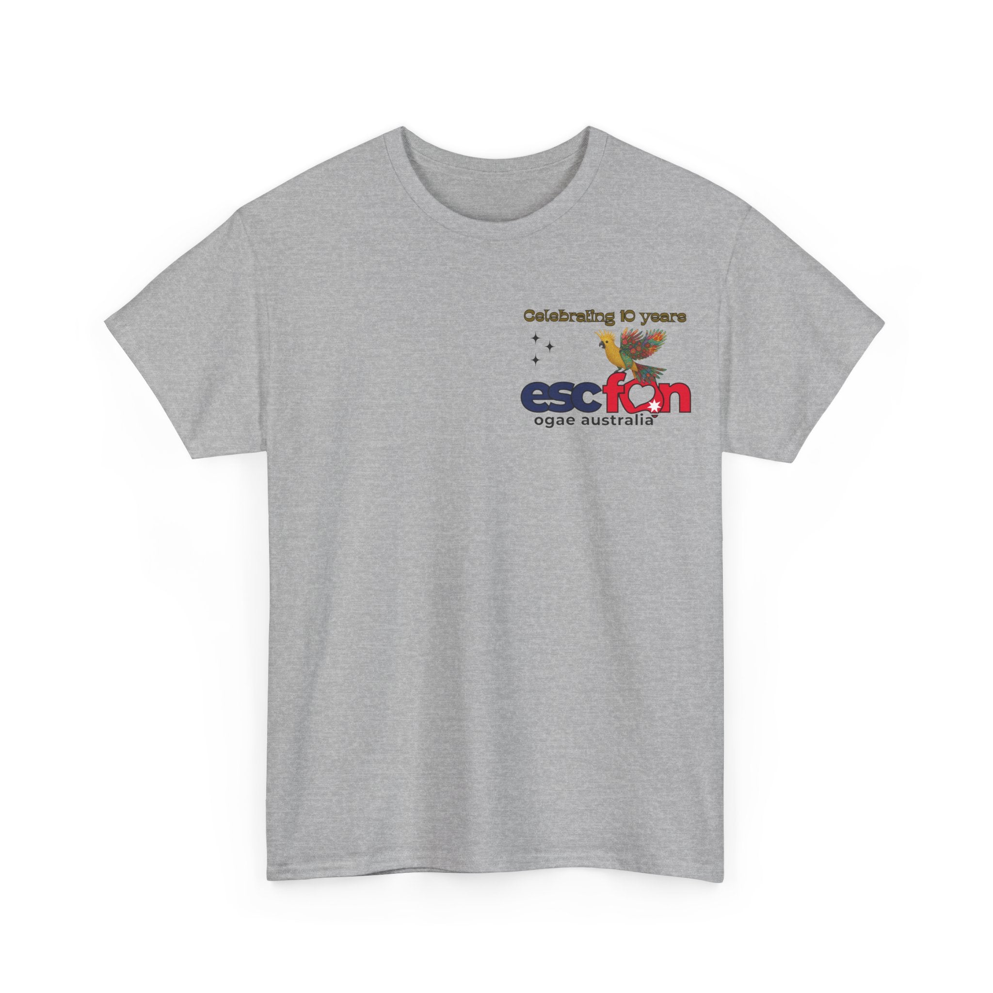 T-Shirt | 10 Year Anniversary - Front & Back Print - Black Logos - Good Evening Europe Good Morning Australia